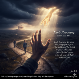 Digital art symbolizing the act of reaching towards hope and light